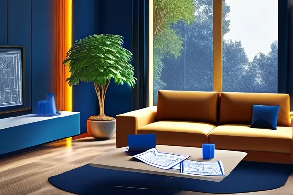 設計師與業主在客廳討論裝修方案