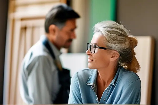 業主與裝修公司設計師溝通場景