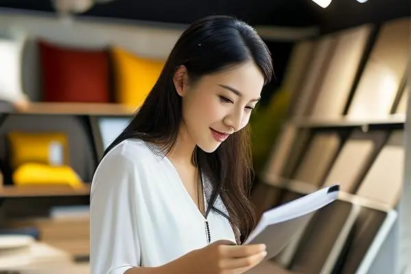 客戶與裝修公司設(shè)計師討論裝修方案