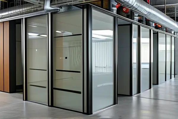 辦公樓裝修現場施工圖展示防火隔斷安裝