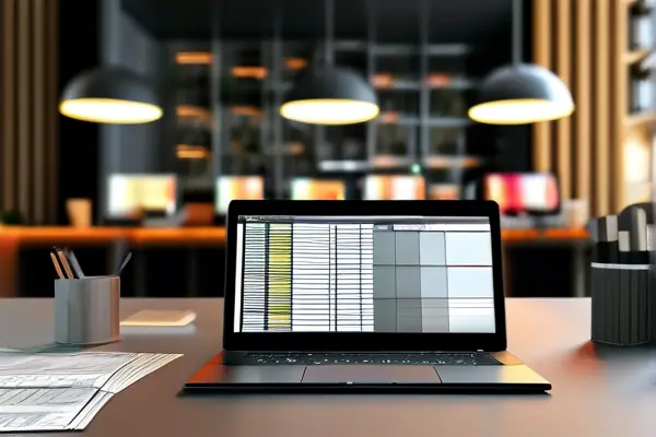 設計師制定網吧裝修預算表工作場景