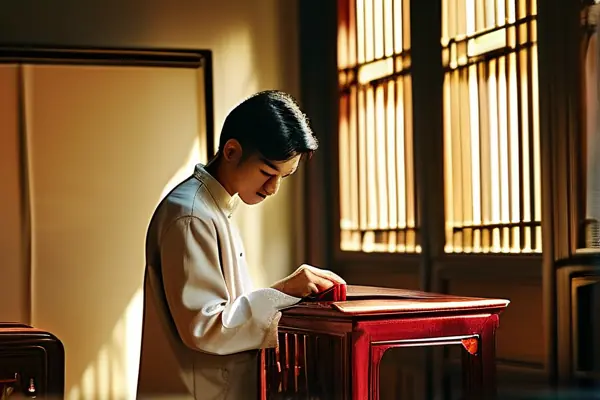 專業(yè)技師在保養(yǎng)紅木家具