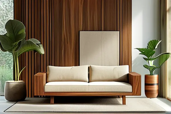 胡桃木家具在現代客廳中的搭配效果圖