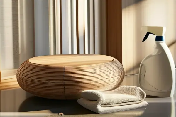 家庭主婦清潔木質家具的場景