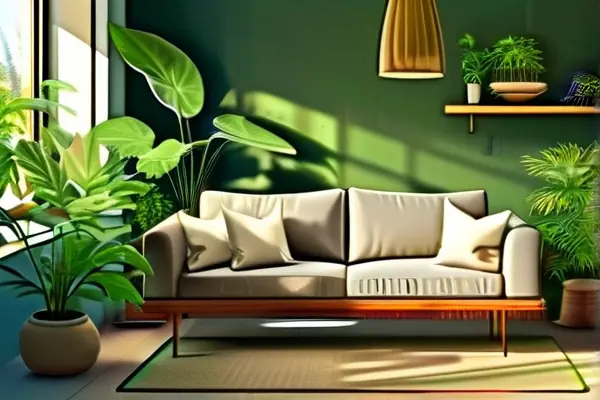 室內擺放多種綠色植物凈化空氣的場景