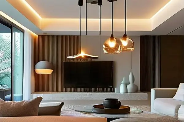 現代家居客廳標準燈具照明效果