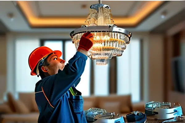 專業(yè)人士安裝吊燈