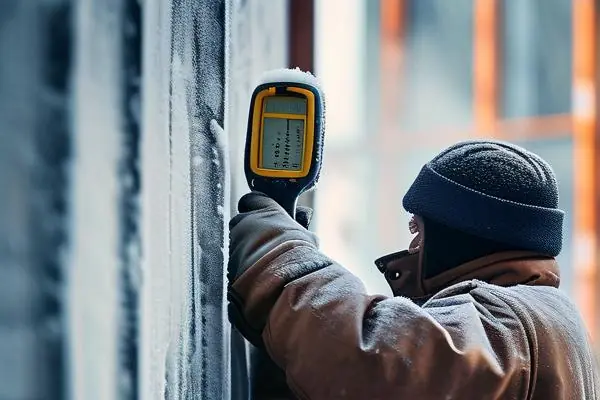 揚州冬季裝修施工現場實拍-工人進行墻面精細處理