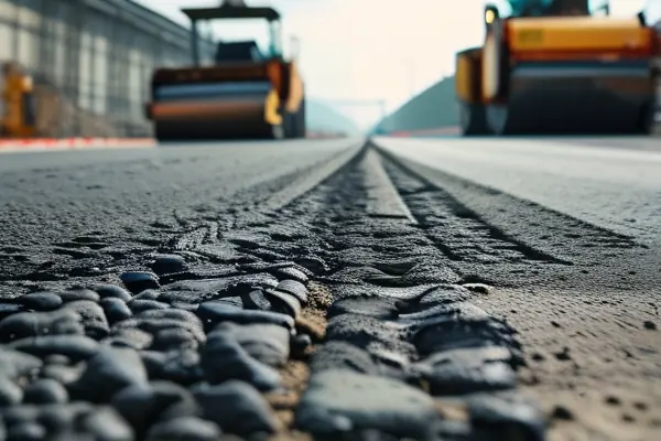 瀝青混凝土路面施工現(xiàn)場實拍圖