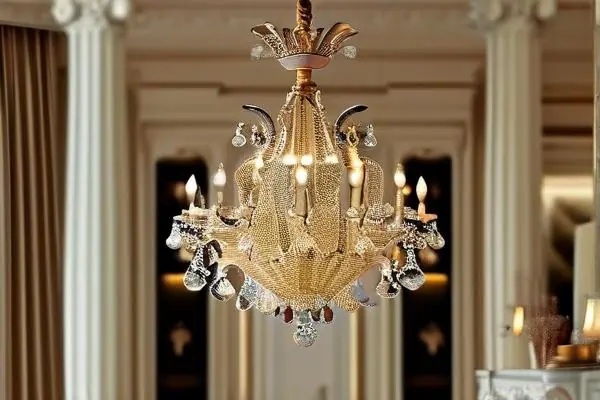 歐式水晶吊燈在客廳中的實景效果展示