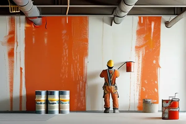 室內(nèi)薄型防火涂料施工現(xiàn)場實拍圖