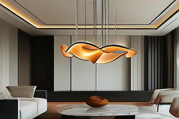 現代客廳定制吊燈實景效果圖
