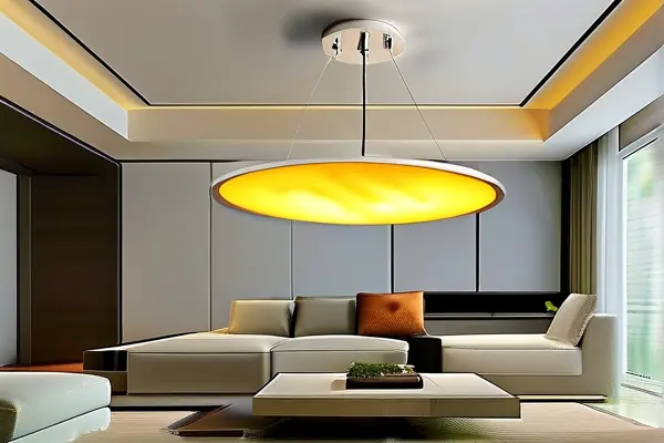 現代簡約客廳吊燈照明效果圖