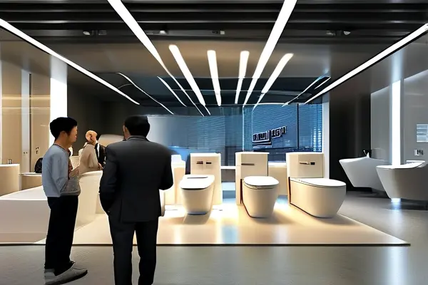 2023衛浴潔具展現場參觀者體驗新品智能馬桶