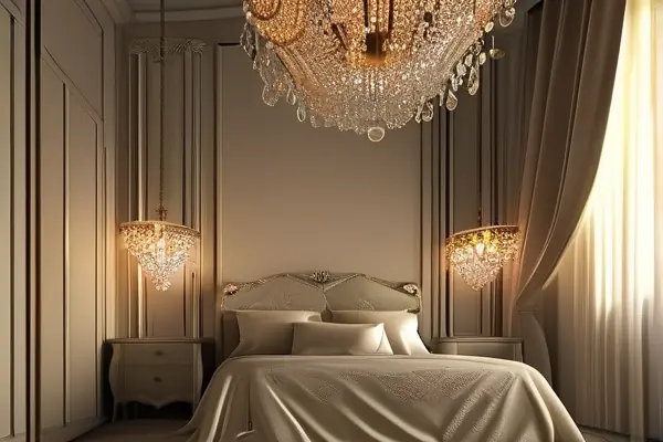 歐式臥室水晶吊燈效果圖