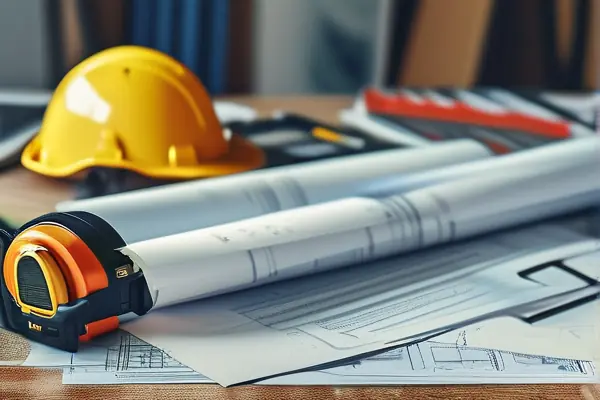 裝修施工團(tuán)隊(duì)在施工現(xiàn)場討論資質(zhì)辦理流程