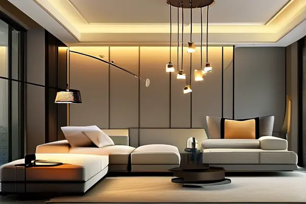現代客廳組合燈具實景效果圖