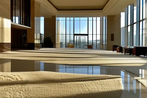 賓館大廳鋪設高檔羊毛地毯實景圖