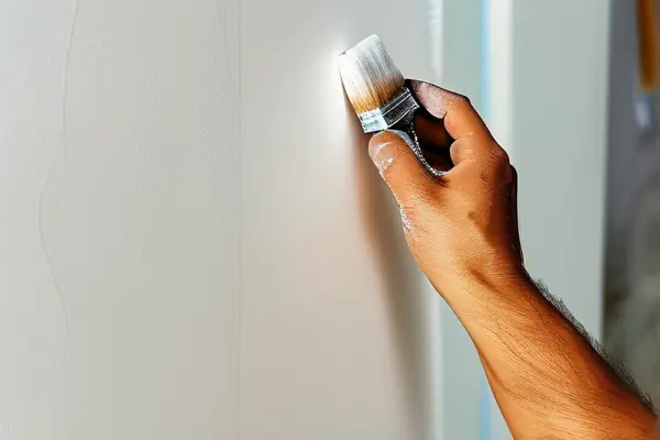 工人正在涂刷超白乳膠漆