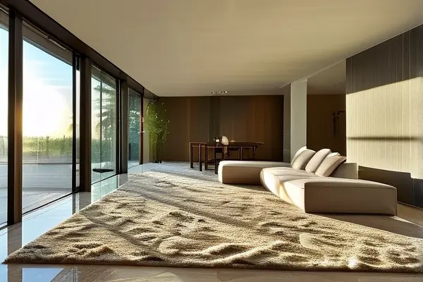 豪華別墅客廳鋪設(shè)高檔地毯