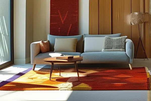 多種材質和顏色的地毯展示