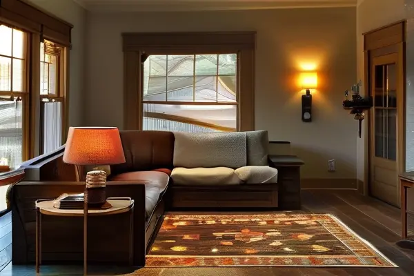 美式風(fēng)格客廳鋪設(shè)復(fù)古花紋地毯