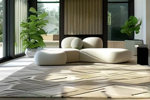 現代風格客廳地毯鋪設效果展示