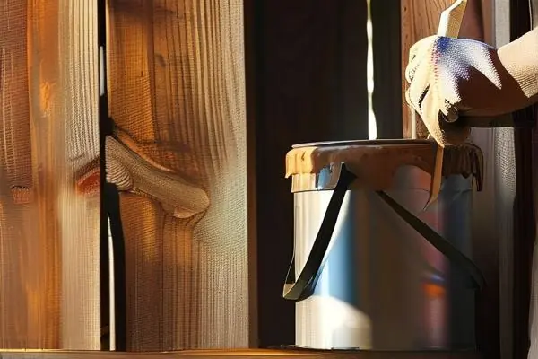 專業工人進行防腐木油漆施工過程實拍