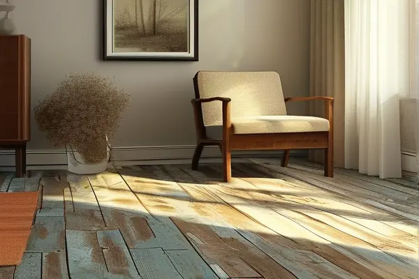 復(fù)古客廳仿舊木地板效果圖