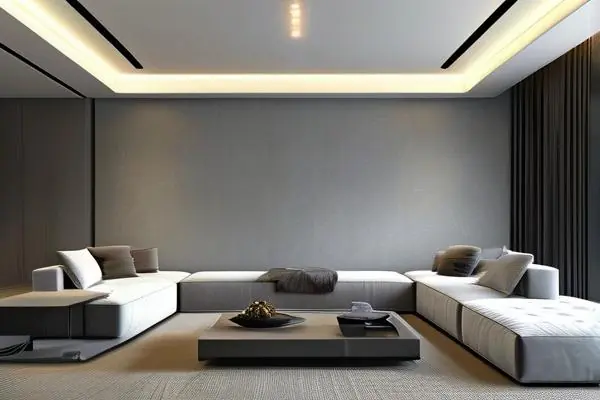 現(xiàn)代客廳灰色乳膠漆墻面效果圖