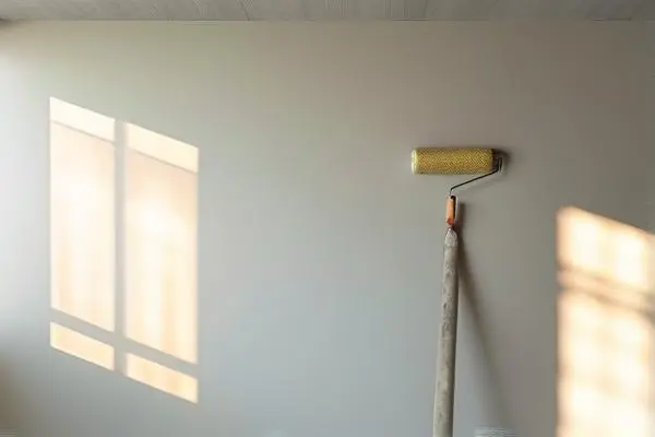 工人正在刷乳膠漆