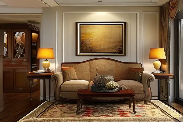美式風格客廳地毯實景效果圖