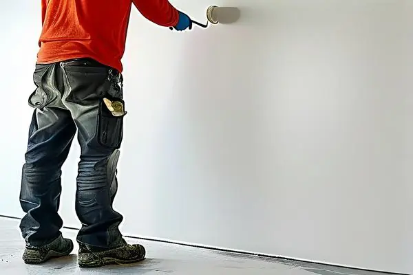 專業(yè)工人施工內墻面乳膠漆現場