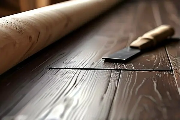 專業師傅鋪設實木地板現場圖