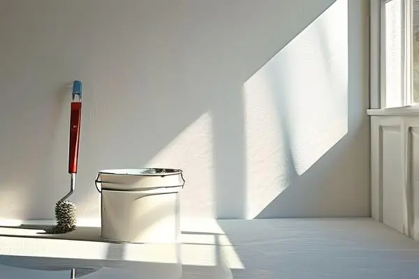 工人涂刷乳膠漆施工過程