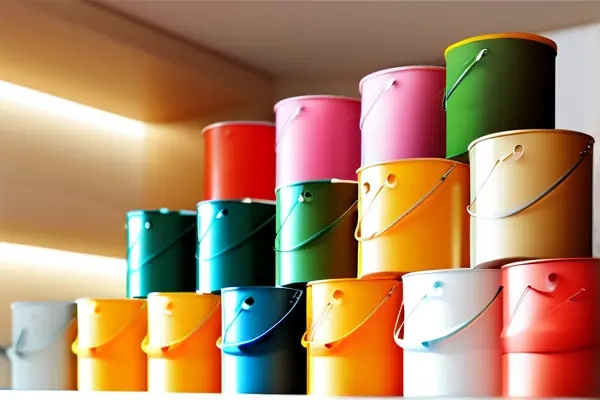 多種顏色的乳膠漆展示