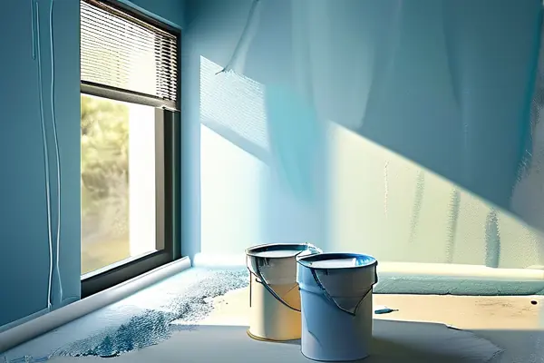 專業工人施工乳膠漆現場實拍圖