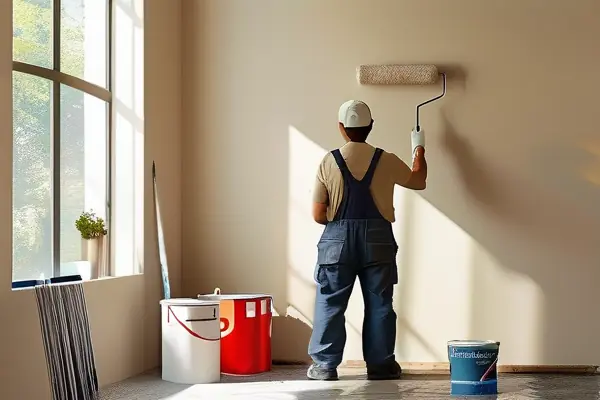 揚州油漆工現場刷乳膠漆施工實拍圖