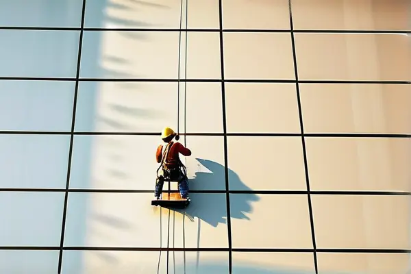 工人施工外墻墻面乳膠漆