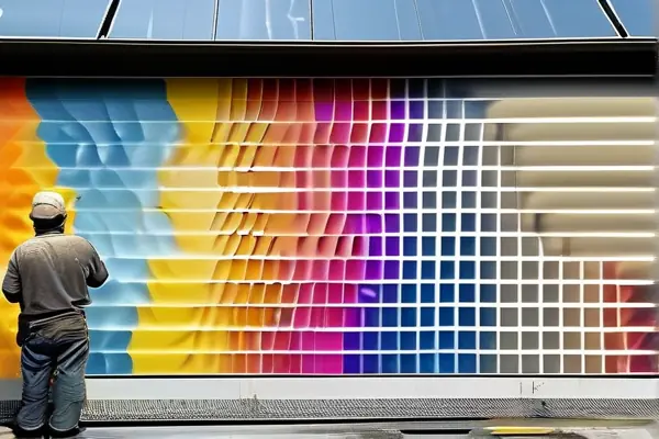 工人正在室內墻面涂刷外墻乳膠漆的施工場景特寫