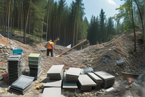 裝修工人正在分類處理建筑垃圾