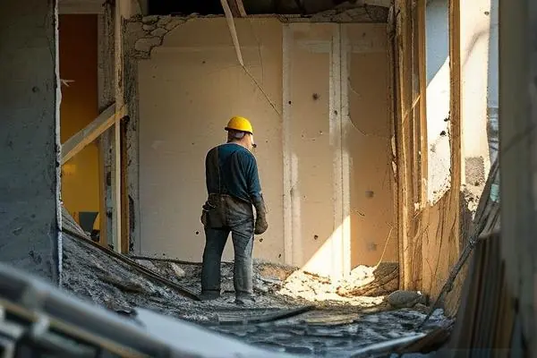 專業團隊進行店面裝修拆除施工現場