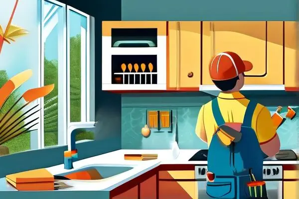 專業水管維修師傅在廚房修理漏水管道