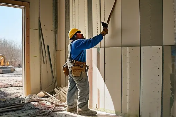 室內(nèi)裝修拆除工人正在拆墻作業(yè)