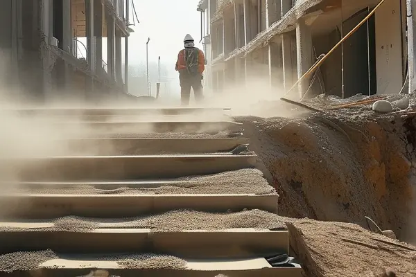 專業團隊進行復式別墅拆除作業現場