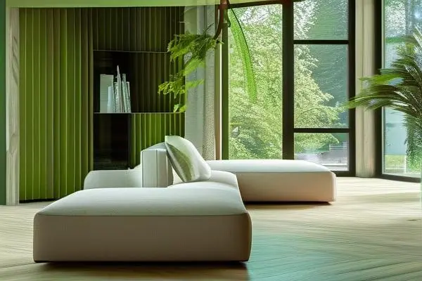 現代客廳綠意強化地板實景圖