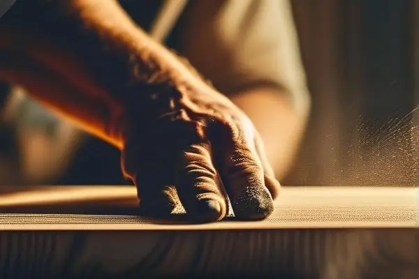 揚州師傅正在進行強化地板表面精細打磨作業