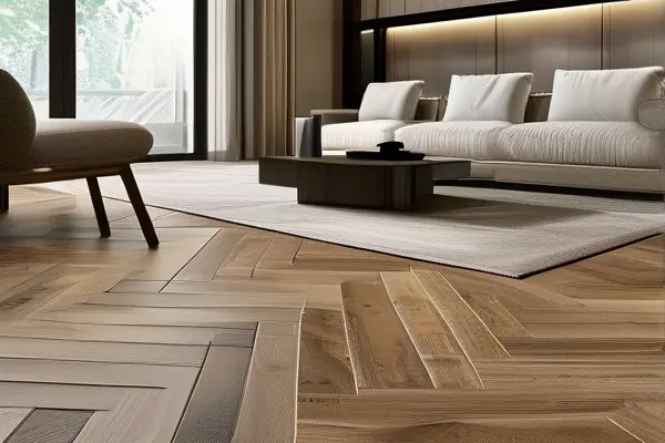 人字拼強化地板鋪裝實景效果圖