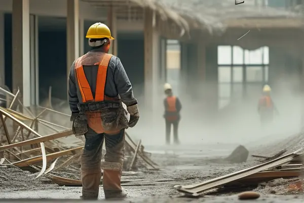 賓館裝修拆除工人正在進行專業拆除作業
