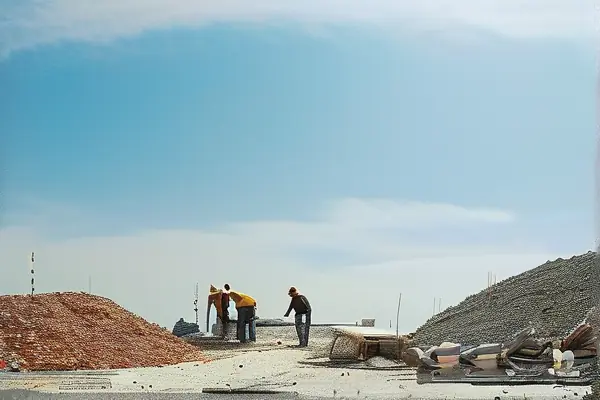 裝修工人正在分類處理建筑垃圾